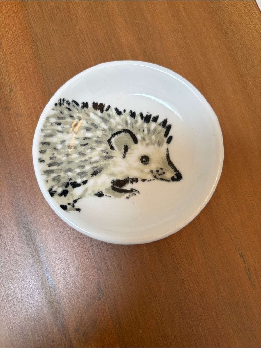 Chad Barrett Ceramic Trinket Dish - White Base with Black Marking